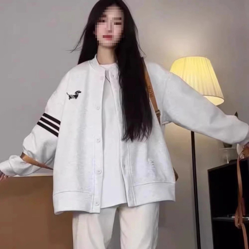 多巴胺纯色学院风开衫卫衣女春秋新款简约棒球韩版宽松上衣外套