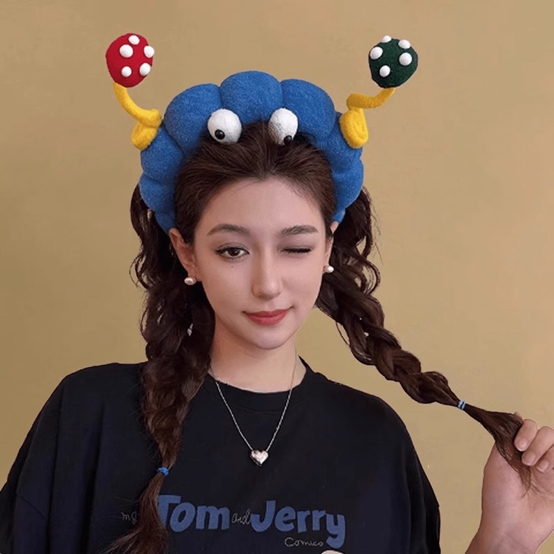 可爱扭扭棒大眼仔洗脸发箍女2025新款搞怪可爱氛围感趣味拍照头饰|undefined