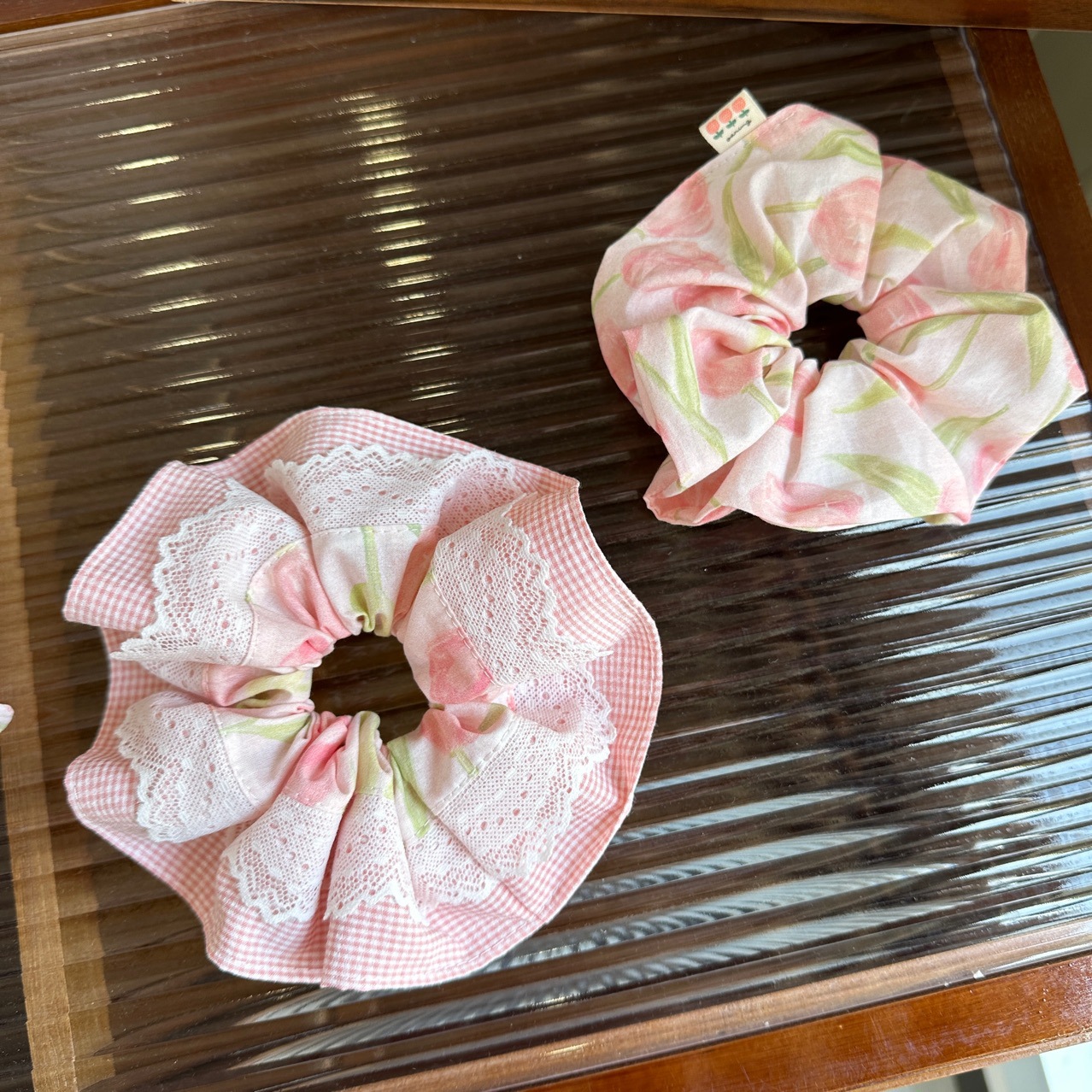 Nuevo estilo dulce y lindo chica estilo tulipán rosa encaje intestino grueso anillo de cabello tela floral tocado accesorios para el cabello
