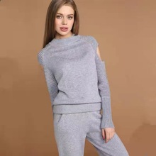 跨境秋冬外单大码女装毛衣针织上衣+休闲长裤两件套Women sweater