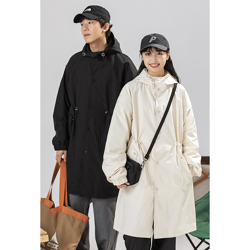 APAY Autumn New ppge couple jacket outdoor mountaineering clothing Japanese Hong Kong style coat extended trench coat