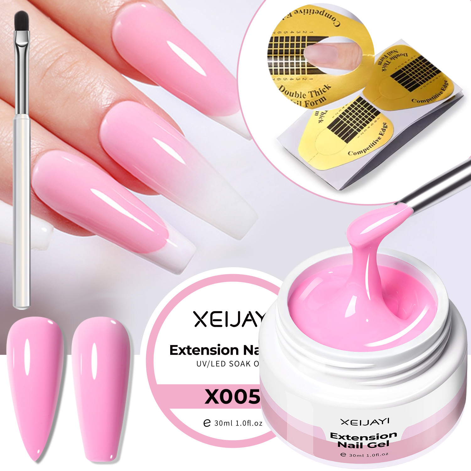 Crystal rosa extensión pegamento de manicure2025 nuevo coloidal ductilidad Jiayi forma manicure especial