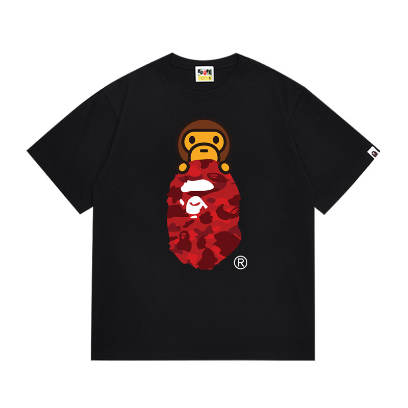 Cross-Border Wholesale Trendy Brand Bape Half-Sleeved Ape Head Short-Sleeved 240g Shark Top T-Shirt Supply 4 Cross-Border Wholesale Trendy Brand Bape Half-Sleeved Ape Head Short-Sleeved 240g Shark Top T-Shirt Supply 4