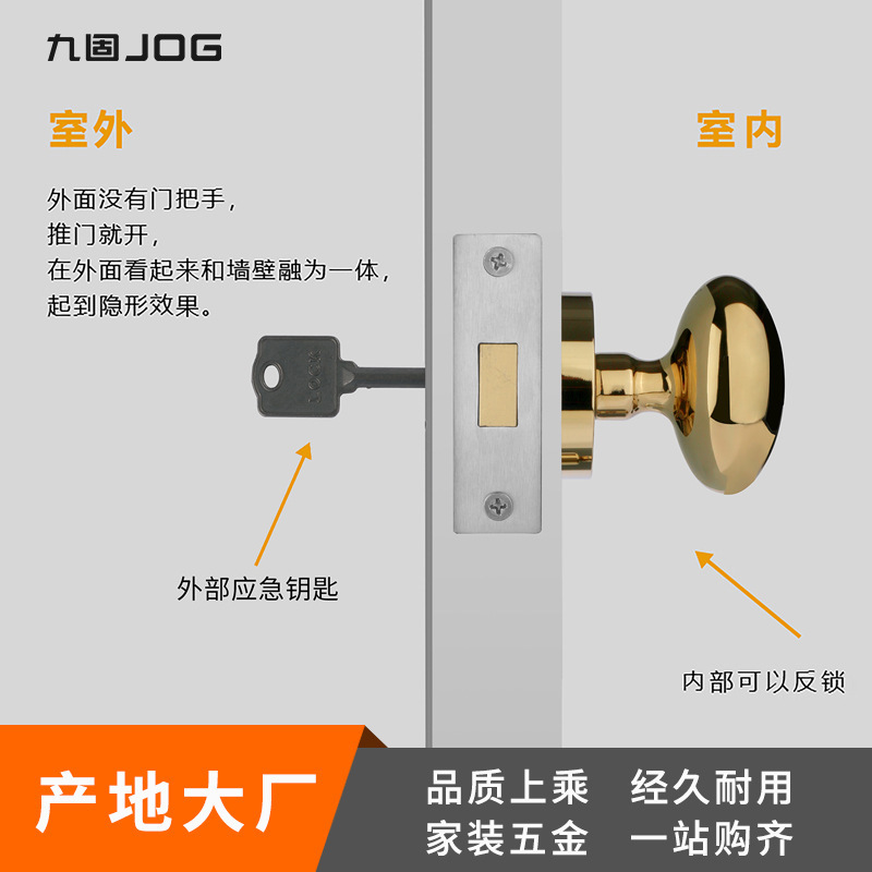 Nine solid manufacturers wholesale invisible door lock special emergency key universal invisible door single-sided lock accessories small keyhole