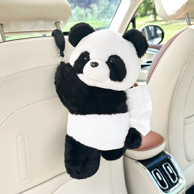 Car tissue box/set, Car Tissue Hanging Bag Cute - plush-hanging-tissue-box-panda