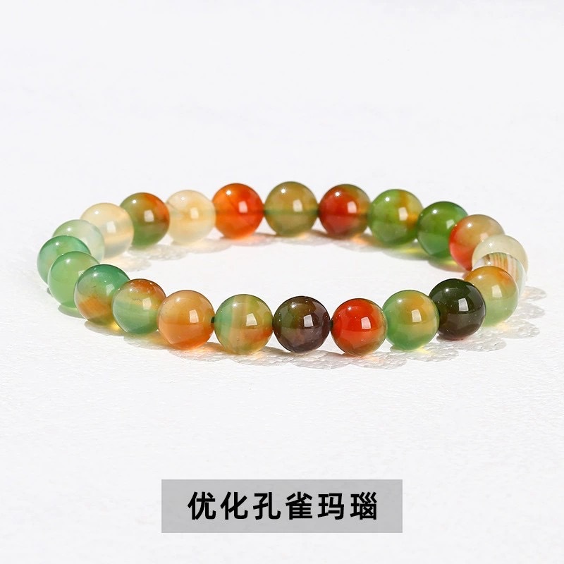 Optimized peacock agate bracelet