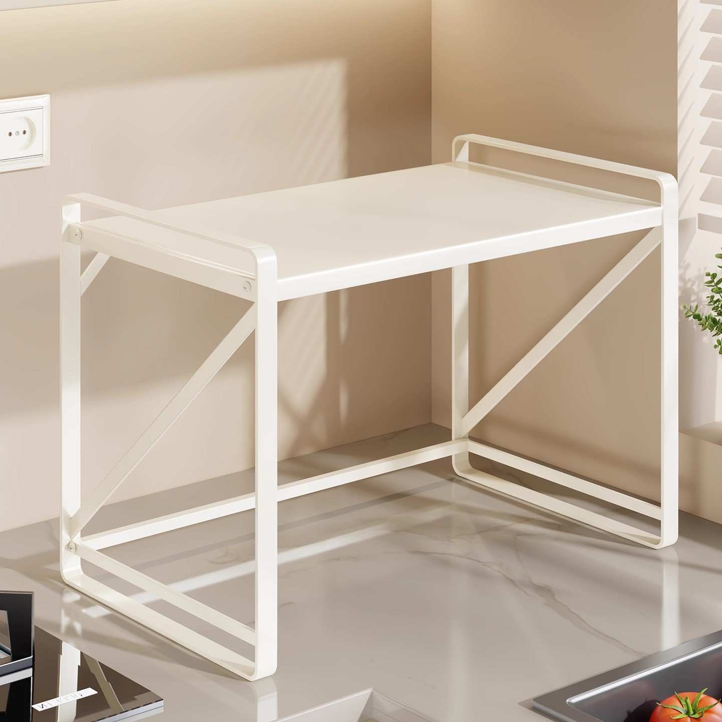 Microwave Oven Rack Household Countertop Desktop Double-Layer Rice Cooker Oven Seasoning Storage Rack Kitchen Layered Rack