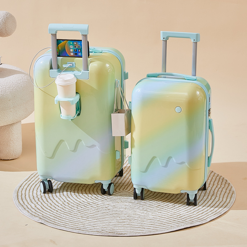 Maleta gradiente de alto valor facial de gran capacidad de palanca de tracción de viaje rueda universal portátil y duradero 20 pulgadas caja de cifrado