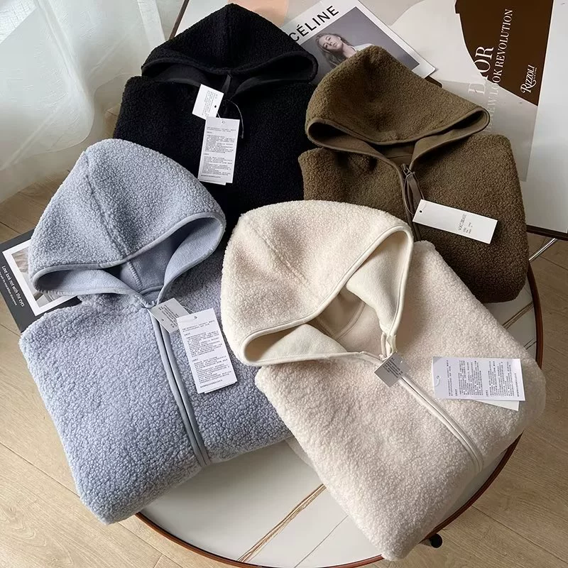 Хватит фрукта! Осень 2024, имитация бархата ягненка, флисовая куртка с капюшоном, самая популярная для женщин, теплый кардиган на молнии с длинными рукавами