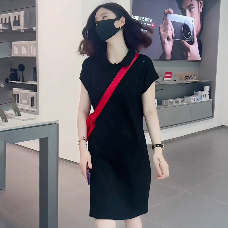 韓国スタイルの人形襟半袖ドレス女性のための 2025 夏の新しいファッション年齢を減らす西洋スタイル痩身多用途無地スカート|undefined