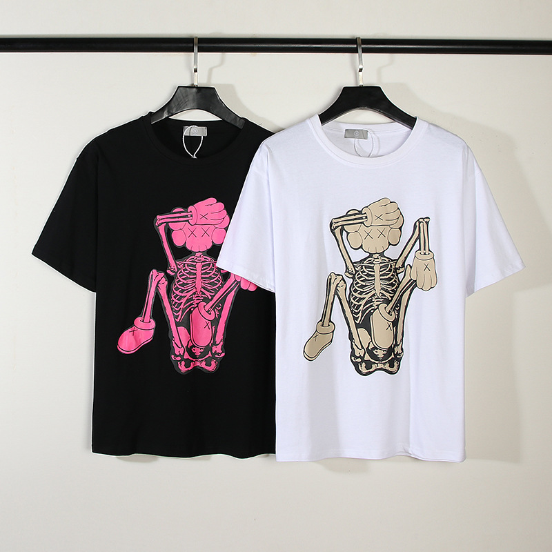 CPFM KAWS Halloween Limited Tripartite Joint Smiley Skull Print American Casual Round Neck Short Sleeve T-shirt
