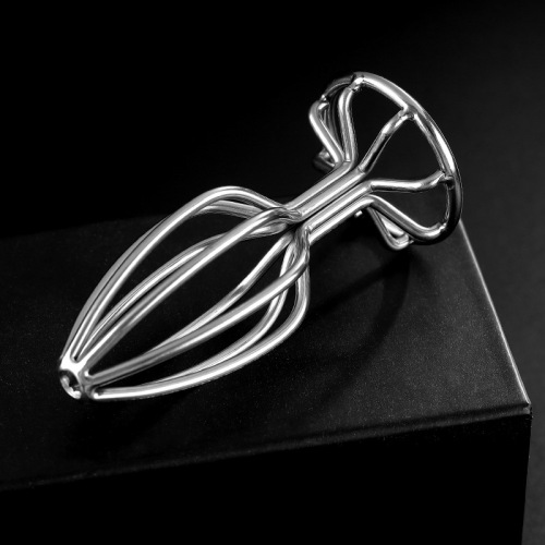 Erotic metal round-bottom hollow anal plug, rear-channel dilator for flirting and teasing, unconventional adult toys for outdoor use—wholesale available.