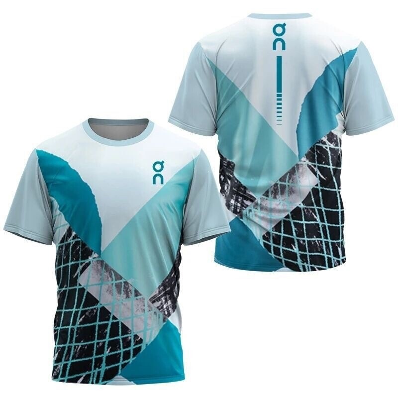 Men's short-sleeved T-shirt, summer digital print, round neck, dropped shoulder design, mesh fabric, antibacterial, plus size Men's short-sleeved T-shirt, summer digital print, round neck, dropped shoulder design, mesh fabric, antibacterial, plus size