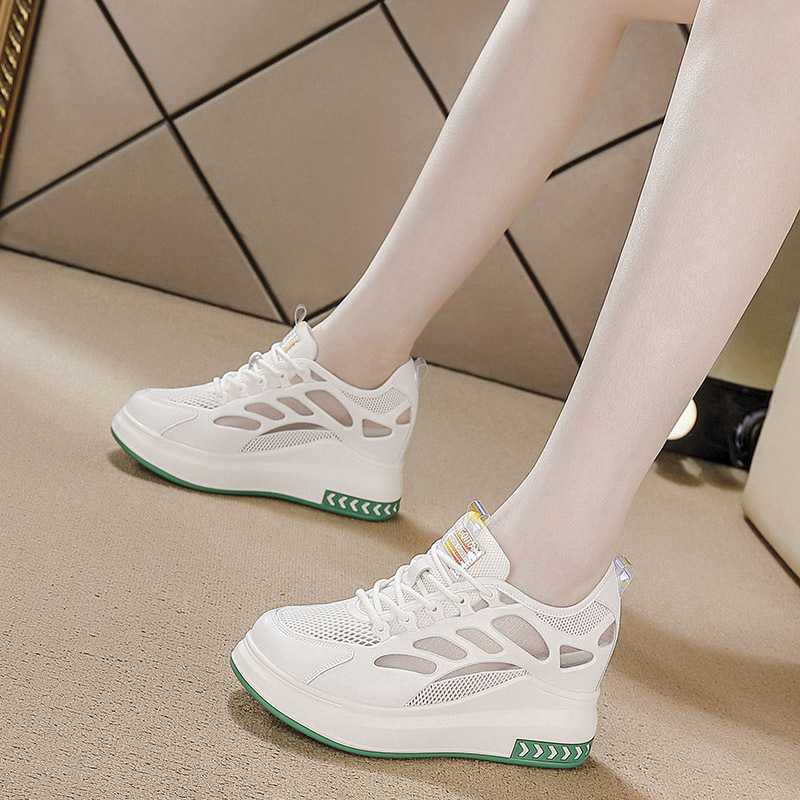 Summer Large-Hole Breathable Platform Wedge Thick-Soled Height-Increasing Women's Shoes New Style Petite Sports Casual Shoes Mesh Shoes for Women Summer Large-Hole Breathable Platform Wedge Thick-Soled Height-Increasing Women's Shoes New Style Petite Sports Casual Shoes Mesh Shoes for Women