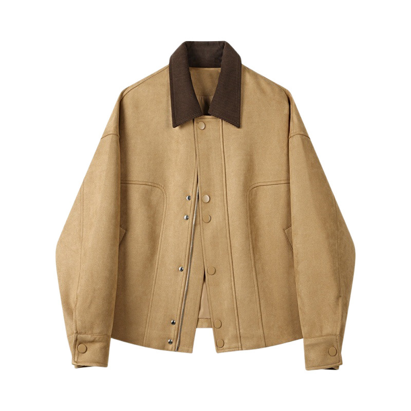 Khaki small design velvet autumn fashionable jacket