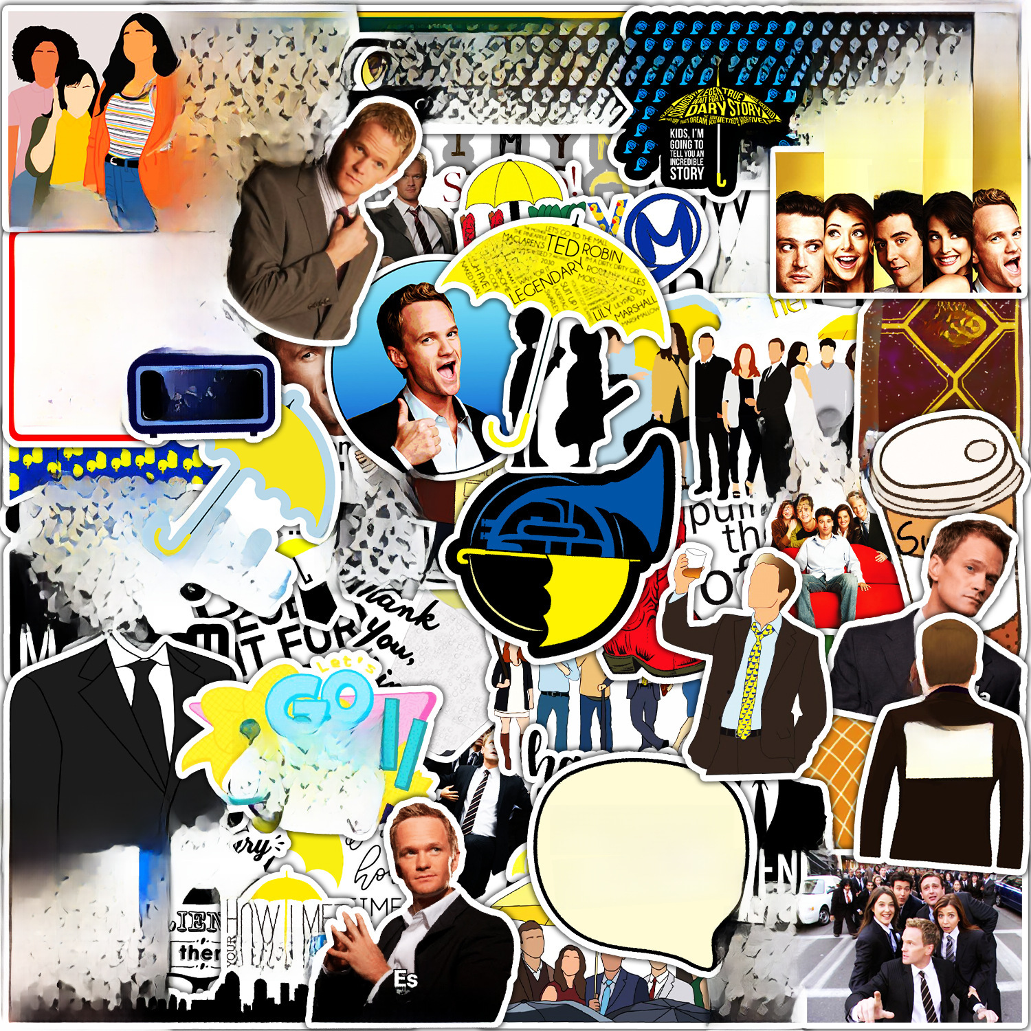 50개 HOW I MET YOUR MOTHER 그래피티 스티커 밸런스 바이크 스케이트보드 휴대전화 장식 스티커 도매