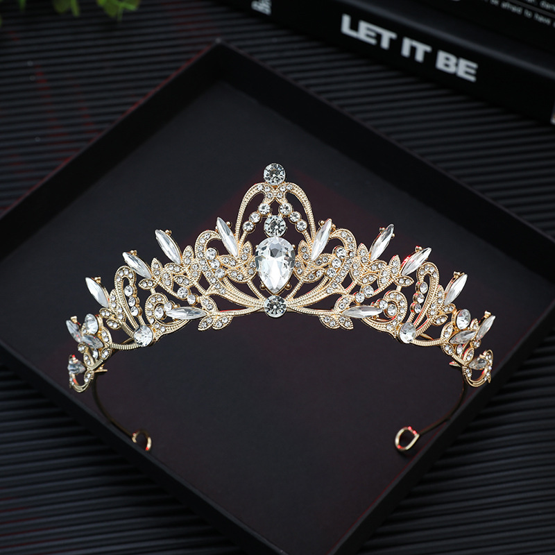 Europa y Estados Unidos novia corona corona oro negro retró broche de cabello accesorios de cumpleaños de boda corona de Halloween al por mayor