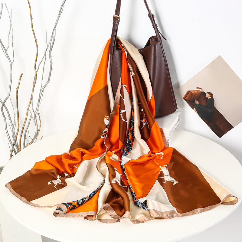 2024 New Summer Silk Scarf Women's Brocade Printed Extra Long Thin Shawl with Decorative Scarf Beach Towel 2024 New Summer Silk Scarf Women's Brocade Printed Extra Long Thin Shawl with Decorative Scarf Beach Towel