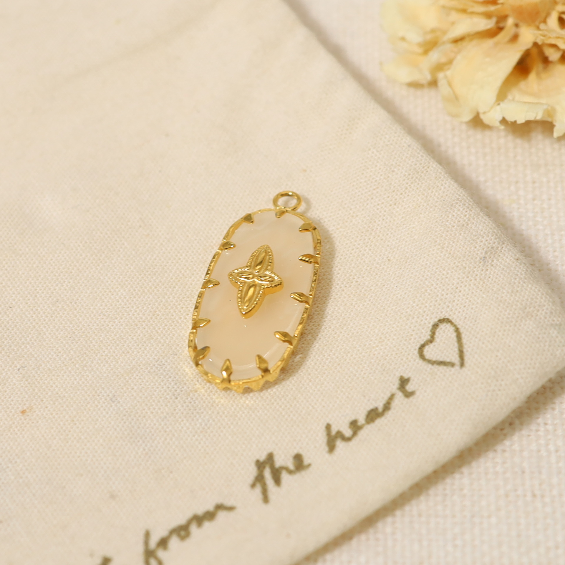 DIY colgante de piedra natural accesorios 18K chapado al vacío collar de acero de titanio pendientes productos semiacabados accesorios fábrica al por mayor