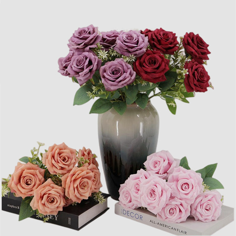 Flor artificial 7 cabeza Austin Rosa peonía flor boda apoyos Rosa artesanía flor falsa al por mayor