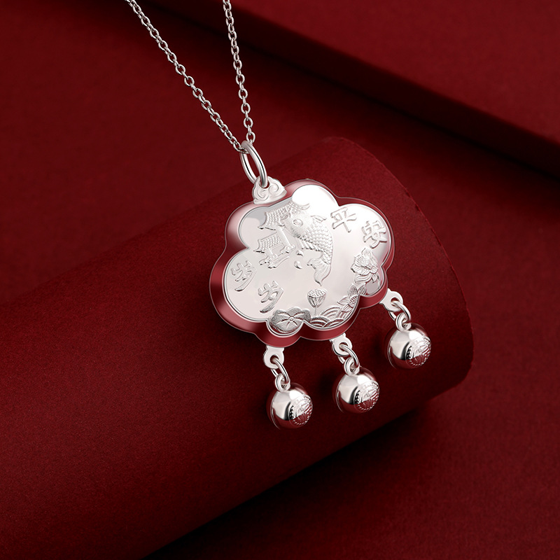 Años de seguridad bebés larga vida cerradura de plata esterlina 999 niños colgante de cerradura de plata bebés luna llena aniversario regalo cerradura de seguridad