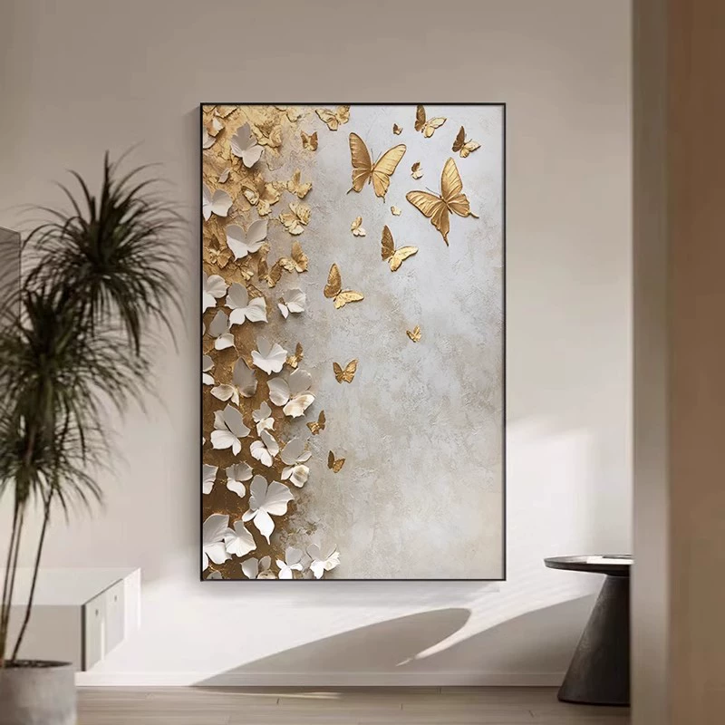 Golden wall modern and minimalistic sofa with butterfly