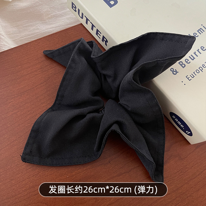 韩系牛仔布艺方巾发圈女半扎头发绳时尚头绳高弹力皮筋大肠圈皮套|undefined