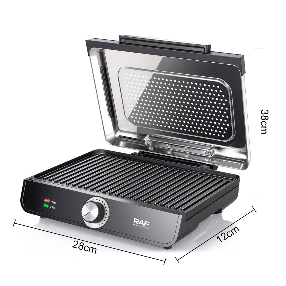 Smokeless Grilling Iron Plate BBQ Sausage Rotisserie Flip Cover Detachable Steak Machine RAF European Standard Household_voghion.com
