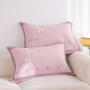 ⊙A Pair of High-Density Pure Cotton Gauze Pillow Covers for All Seasons, Cartoon Non-Slip Breathable Adult Home Pillow Covers
