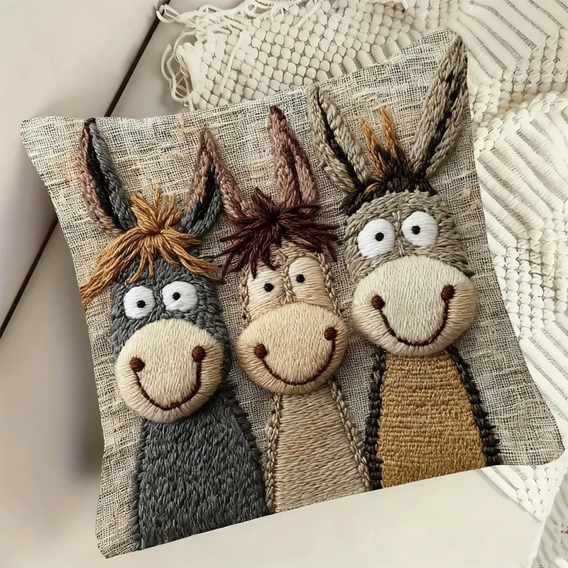 Pillow, plush pillowcase, cute sofa with animals, (Cross-border trading)