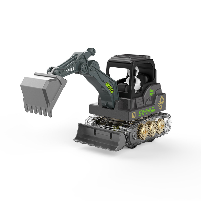 Niños compresión engranaje ingeniería juguetes mecánicos inercia deslizante modelo de carro de agarración excavadora cabina mayorista