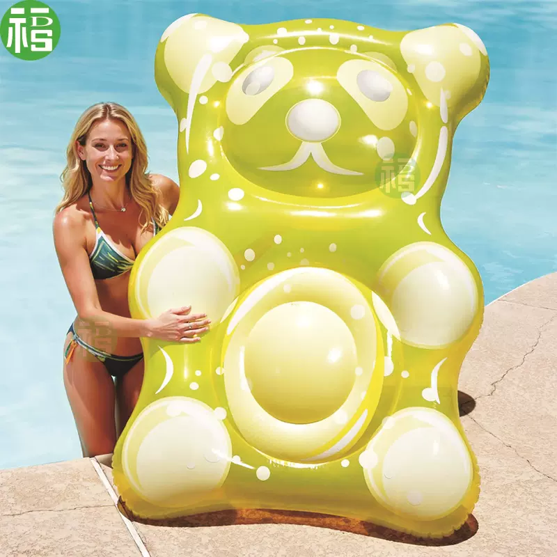 透明充气橡皮熊浮排PVC 泳池躺椅户外派对戏水休闲沙滩水上浮床