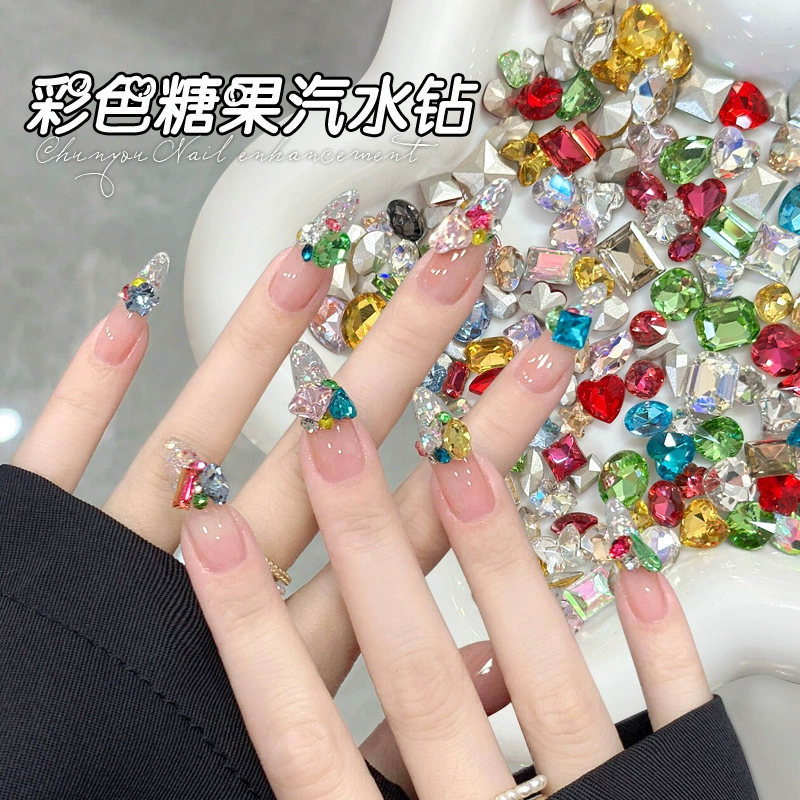 Цветные стразы неправильной формы с заостренным дном, разноцветные стразы, для декора конфет, газировки, нейл-арта, разнообразные блестящие украшения оптом.