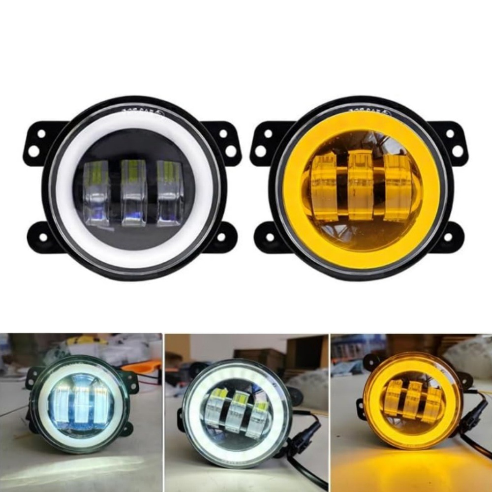 Cross-Border In-Stock 30W Angel Eye Fog Lights Car Led Work Lights 4inch Wrangler Fog Light Modification Led Off-Road Lights