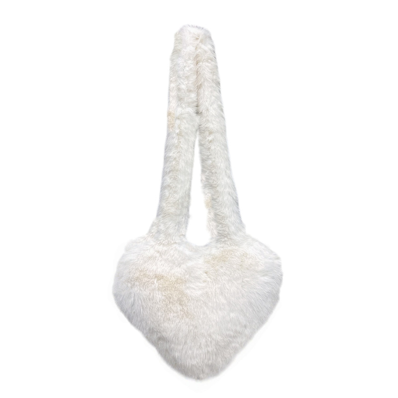 欧美跨境斜挎爱心包仿狐狸皮草毛绒包Heart Shaped Shoulder Bag|undefined
