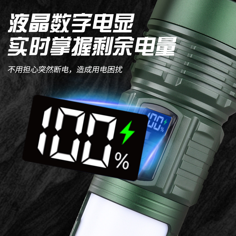 다기능 휴대용 강한 빛 알루미늄 합금 손전등 텔레스코픽 줌 USB 충전 멀티 광원 불꽃 캠핑 조명