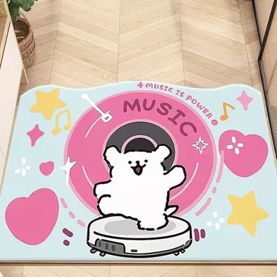 Avtomobil döşəmə paspasları – Toilet Door Wear-resistant Non-slip Foot - dancing-puppy-4060cm25mm-diatom-mud