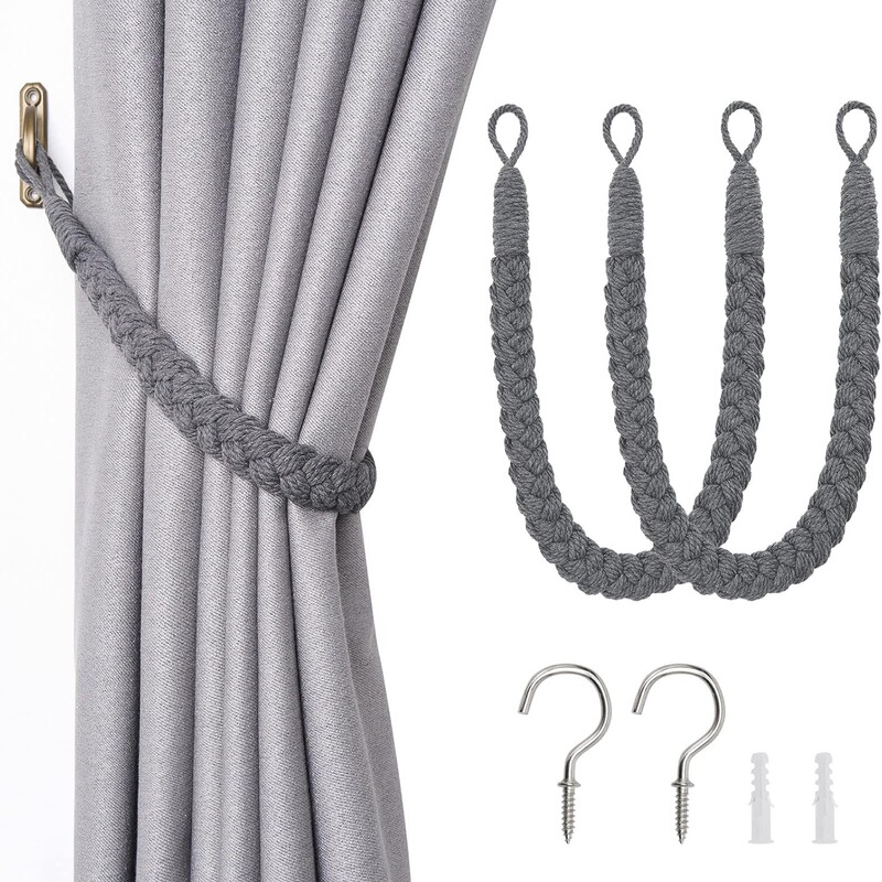 Cross-border handmade woven curtain tiebacks, cotton and linen rope curtain ties