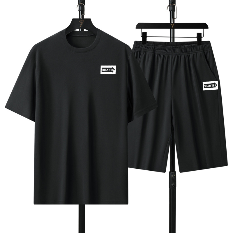 Verano hombre de tamaño europeo manga corta cuello redondo traje deportivo casual de alta calidad moda transfronteriza cuello deportivo manga corta hombre