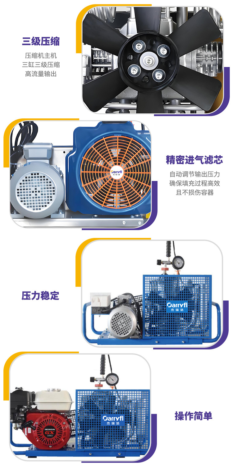 High-Pressure Air Compressor Breathing Filling Pump 35Mpa Pressure Clean Oil-Free 100L 150L Multiple Specifications Available