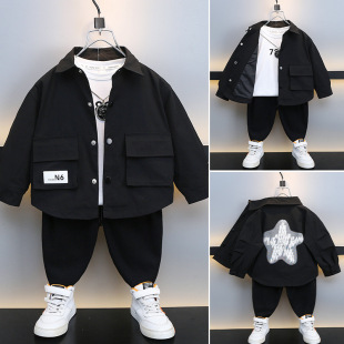 Boys' Spring Five-Pointed Star Jacket 205 Spring New Kidsren's Clothing for Small and Medium-Sized Boys Fashionable Jacket Tops Trendy