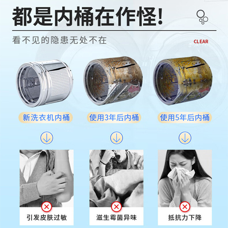 家庭用洗濯機タンク洗浄剤、強力水垢除去、抗菌、汚れ除去加工品、ドラム専用ディープクリーナー|undefined