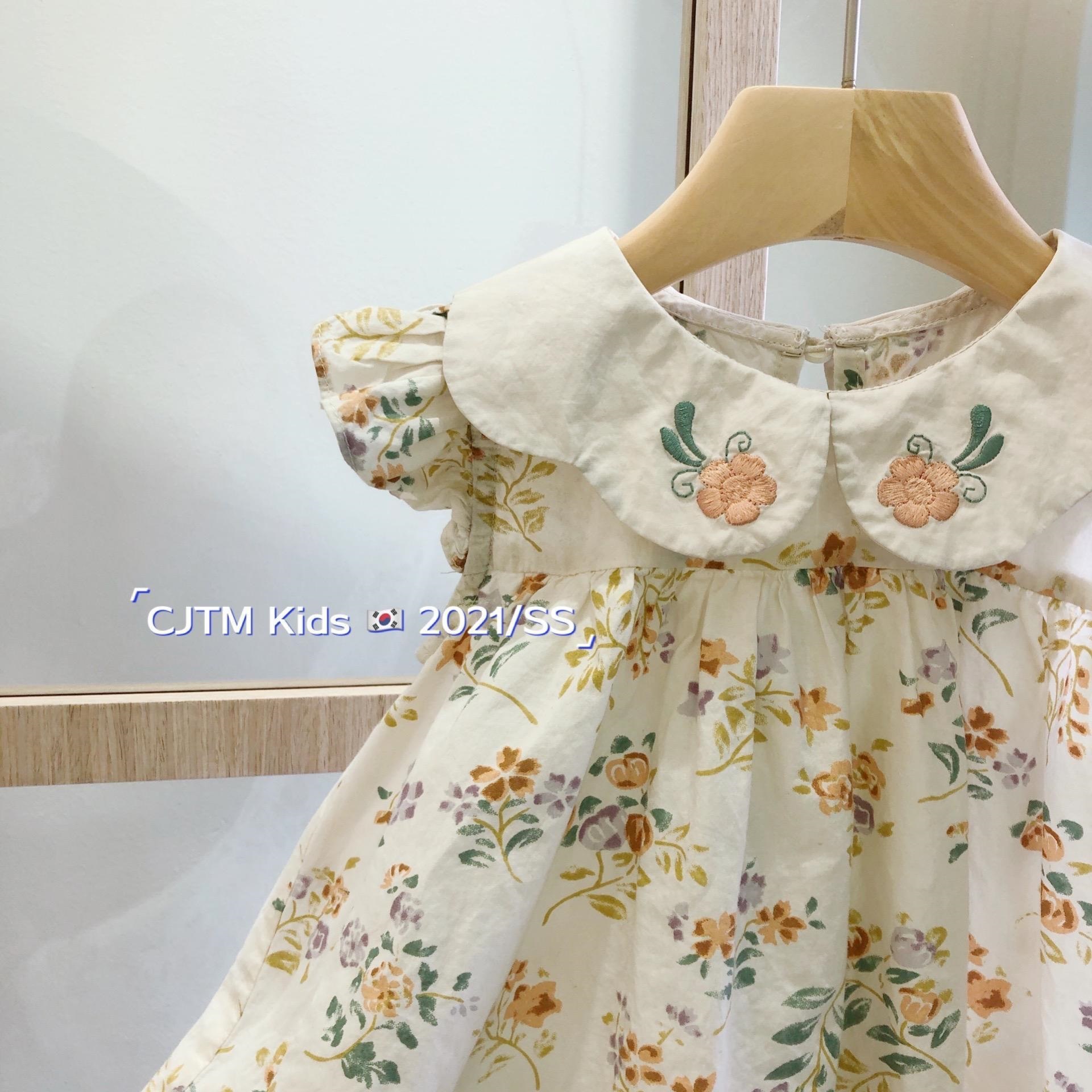 婴幼儿女童碎花连衣裙2021夏装新款宝宝法式翻领裙子小童裙衫
