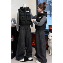 时尚加厚连帽羽绒马甲女休闲显瘦黑色背心外套潮