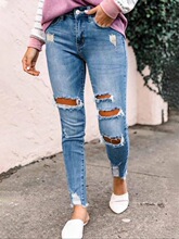 K 81467 Deep Blue High Waist Ripped Jeans ���{�ƶ�ţ��ѝ