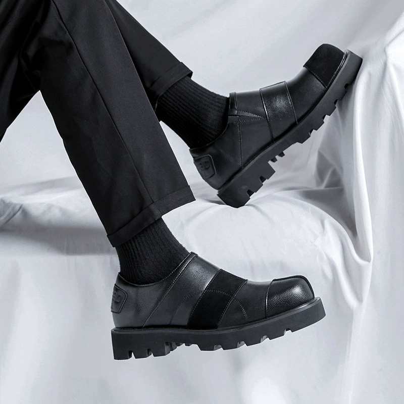 Classic suit jacket English style, autumn footwear for leisure for leather shoes, trend high shoes