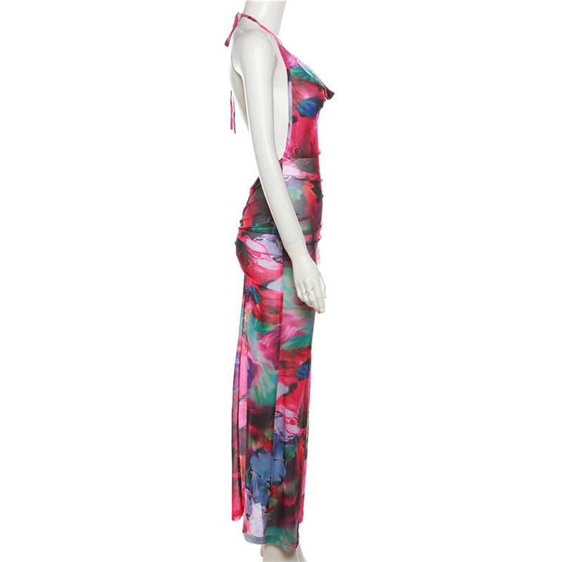 Women's Strap Dress Elegant Halter Neck Sleeveless Color Block Maxi Long Dress Daily display picture 6