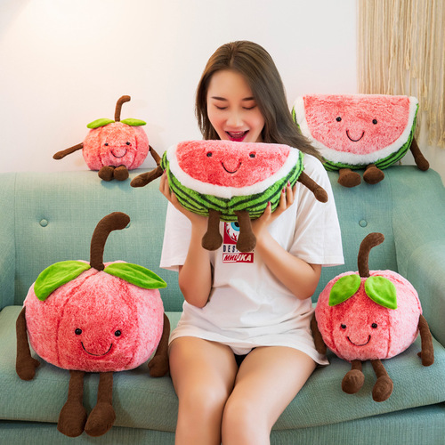 Creative watermelon cherry plush toy short plush simulated fruit doll cute girl pillow cute doll gift