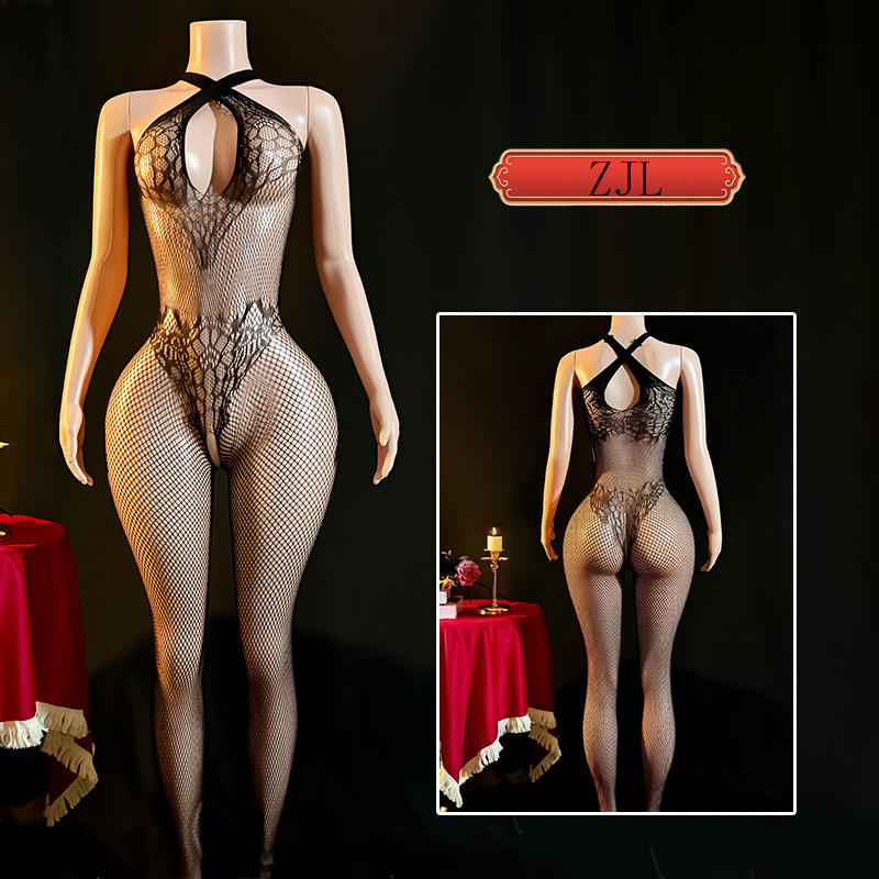 Body de Red con Halter ZJL de Nailon para Citas de Pareja