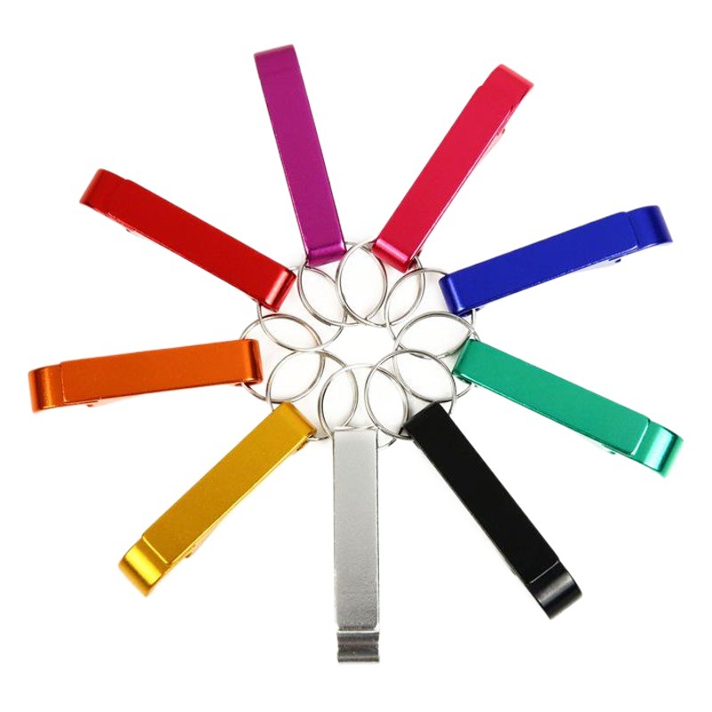 Creativo multi-funcional de aleación de aluminio llavero de cerveza abrebotellas logotipo personalizado Código QR publicidad regalos promocionales